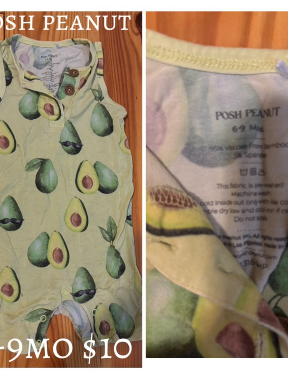 Posh Peanut Avocado Print Sleeveless Romper - Light Green & Dark Green